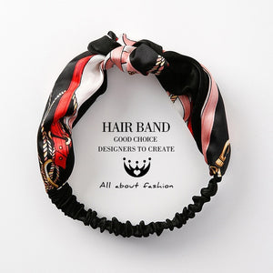Fabric Cross Knotted Bow Chiffon Floral Hair Band
