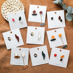Vintage Geometric Asymmetric Stud Earrings - Ctoox