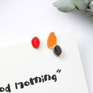 Vintage Geometric Asymmetric Stud Earrings - Ctoox