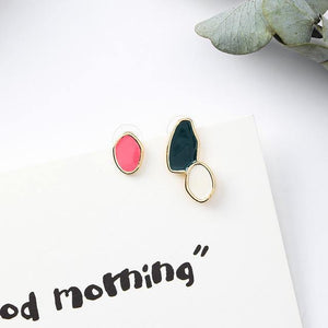 Vintage Geometric Asymmetric Stud Earrings - Ctoox