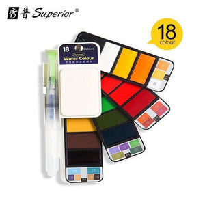 Superior 18/25/33/42 Solid Watercolor Paint Set With Water Brush - Ctoox