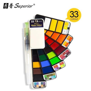 Superior 18/25/33/42 Solid Watercolor Paint Set With Water Brush - Ctoox