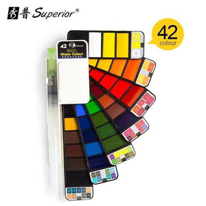 Superior 18/25/33/42 Solid Watercolor Paint Set With Water Brush - Ctoox
