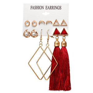 Geometric Tassel Dangle Earrings - Ctoox