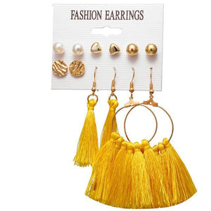 Geometric Tassel Dangle Earrings - Ctoox