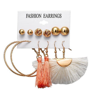 Geometric Tassel Dangle Earrings - Ctoox