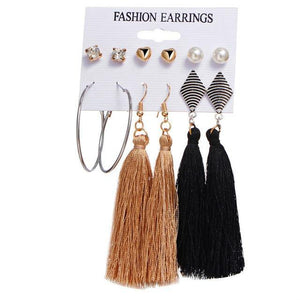Geometric Tassel Dangle Earrings - Ctoox