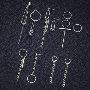 Korean Geometric Long Tassel Stud Earrings - Ctoox