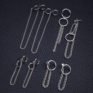 Korean Geometric Long Tassel Stud Earrings - Ctoox