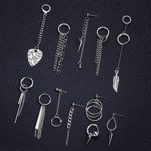 Korean Geometric Long Tassel Stud Earrings - Ctoox