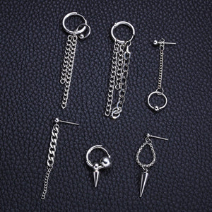 Korean Geometric Long Tassel Stud Earrings - Ctoox