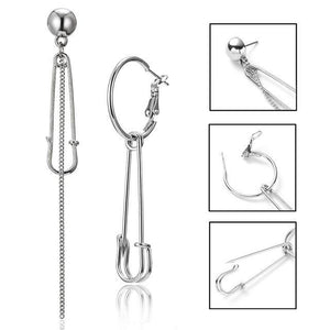 Korean Geometric Long Tassel Stud Earrings - Ctoox