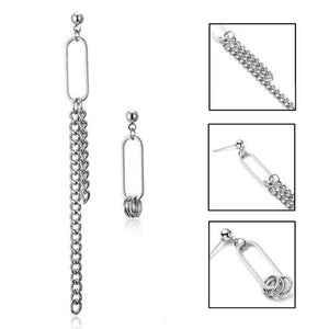 Korean Geometric Long Tassel Stud Earrings - Ctoox