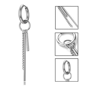 Korean Geometric Long Tassel Stud Earrings - Ctoox
