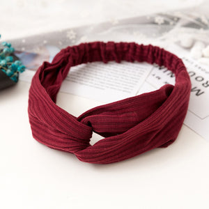 Women  Headband Vintage Cross Knot Elastic