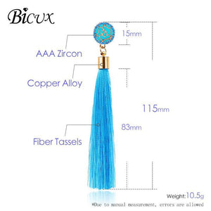 Bohemian Tassel Crystal Long Earrings - Ctoox