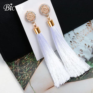 Bohemian Tassel Crystal Long Earrings - Ctoox