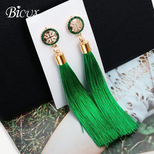 Bohemian Tassel Crystal Long Earrings - Ctoox