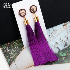Bohemian Tassel Crystal Long Earrings - Ctoox