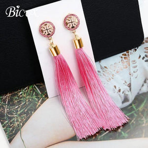 Bohemian Tassel Crystal Long Earrings - Ctoox