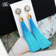 Bohemian Tassel Crystal Long Earrings - Ctoox