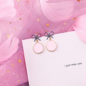 Korean Pink Flower Sweet Geometric Earring