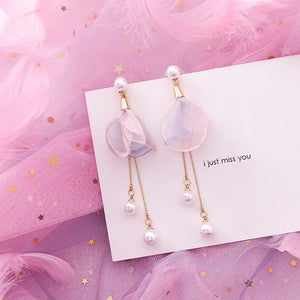 Korean Pink Flower Sweet Geometric Earring
