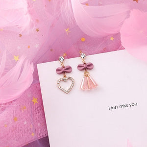 Korean Pink Flower Sweet Geometric Earring