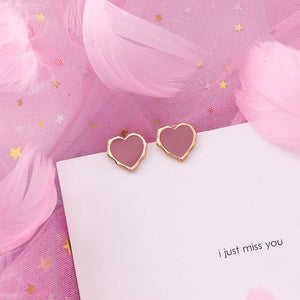 Korean Pink Flower Sweet Geometric Earring