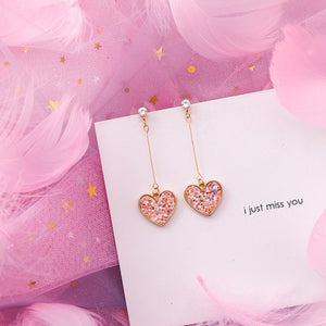 Korean Pink Flower Sweet Geometric Earring
