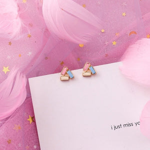Korean Pink Flower Sweet Geometric Earring