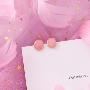 Korean Pink Flower Sweet Geometric Earring