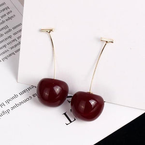 Fruit Fashion Long Cherry Earrings - Ctoox